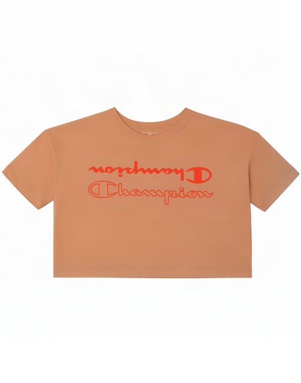 Camiseta feminina Champion Crop Graphic UK 14 algodão laranja médio