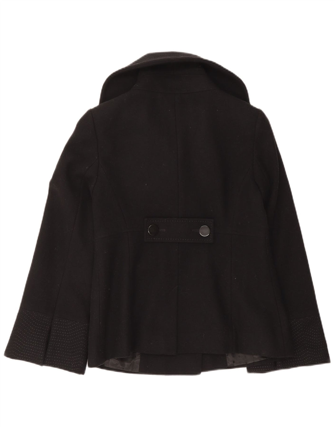 Coast Womens Pea Coat UK 10 Lã Preta Pequena