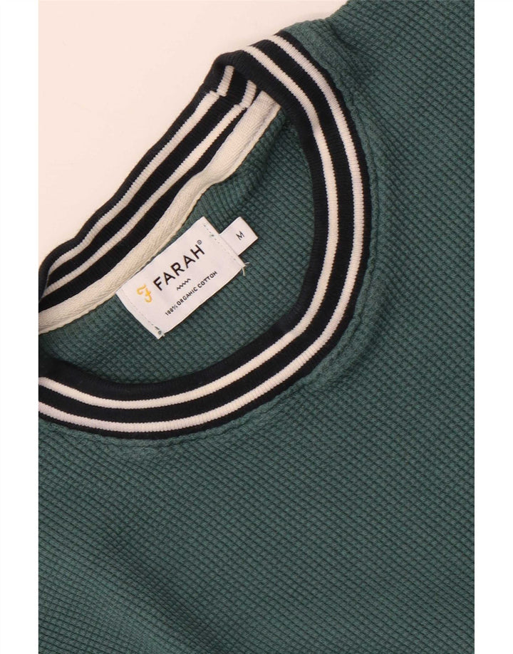 Farah moletom masculino jumper médio verde listrado algodão