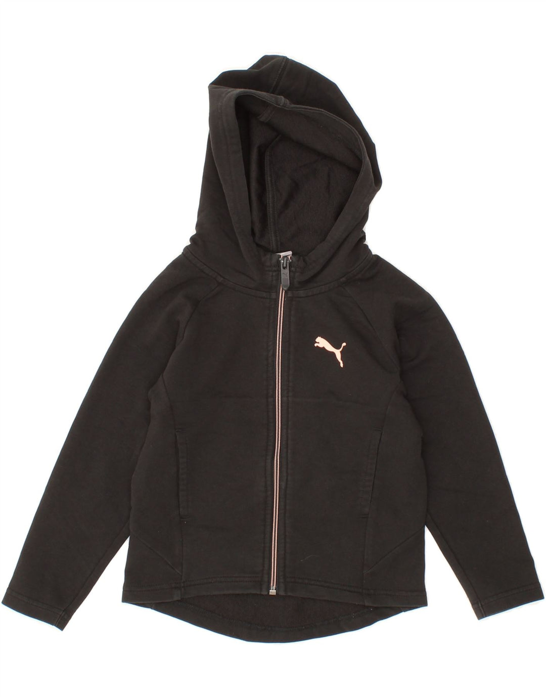 PUMA Girls Zip Hoodie Sweater 5-6 Years Black Cotton Vintage Puma and Second-Hand Puma from Messina Hembry 