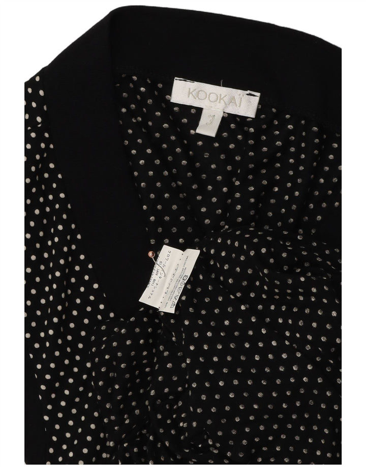 Cardigã feminino sem mangas KOOKAI, tamanho US 3, bolinhas pretas pequenas