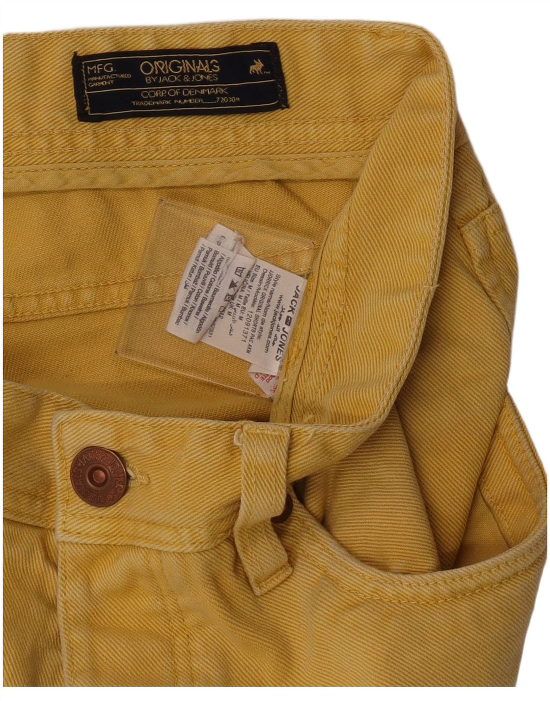 Shorts jeans masculino Jack & Jones Regular Fit médio W32 algodão amarelo