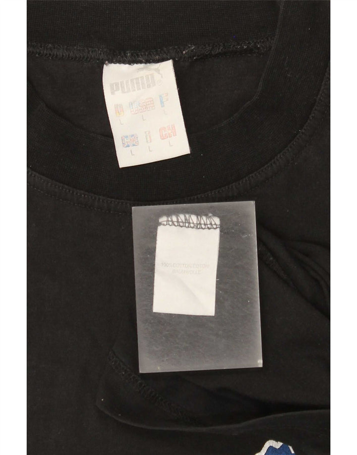 Puma Mens Graphic T-Shirt Top Grande Algodão Preto