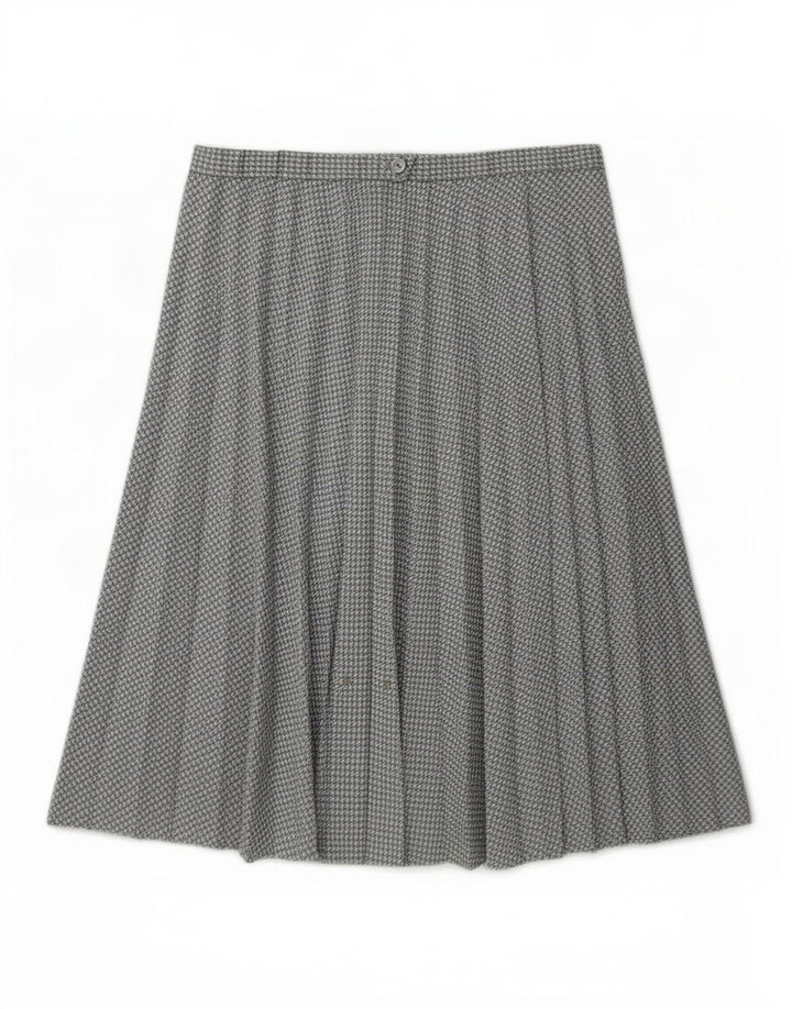 Saia plissada feminina vintage W30 Houndstooth cinza médio