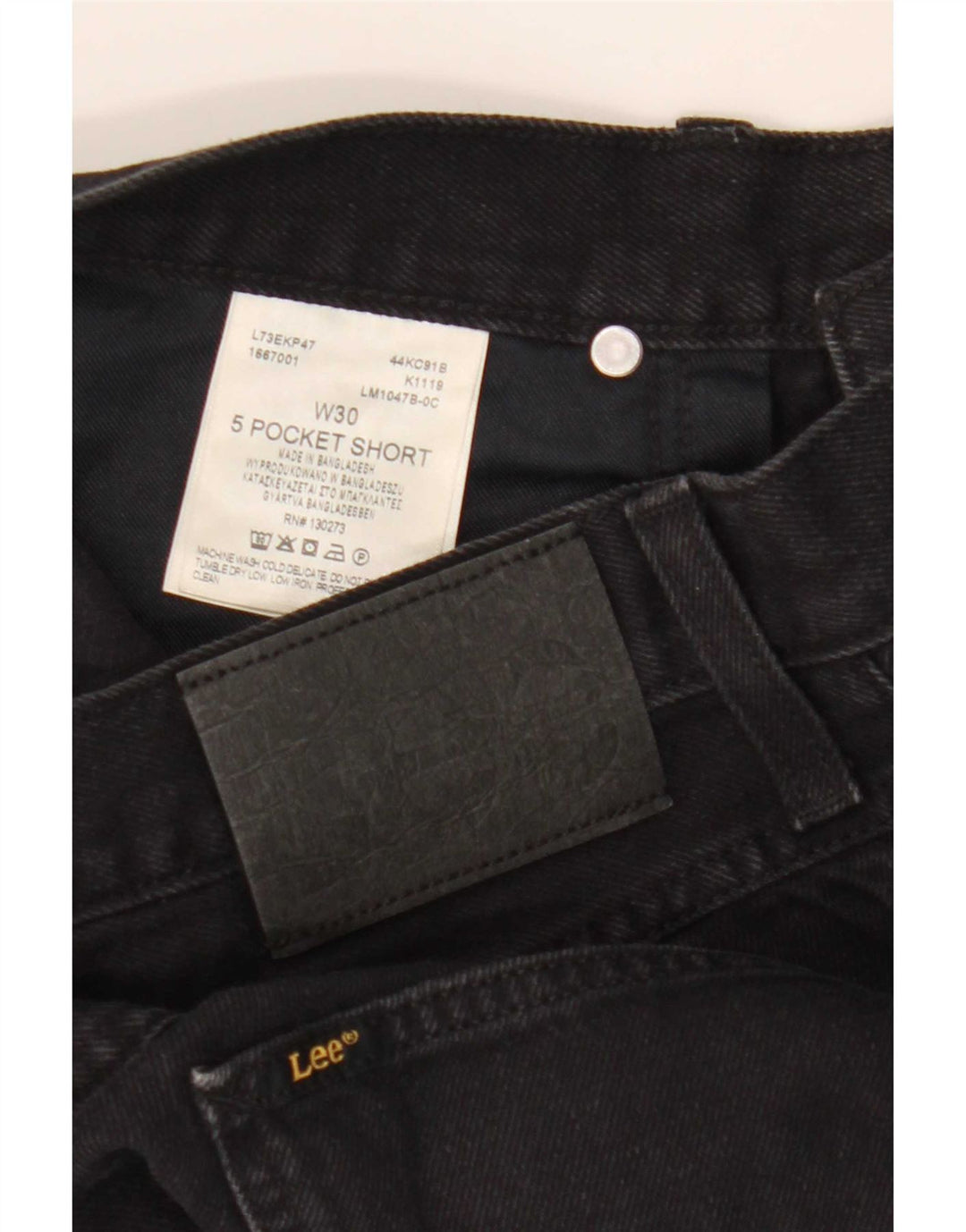 Shorts jeans masculino Lee W30 algodão preto médio