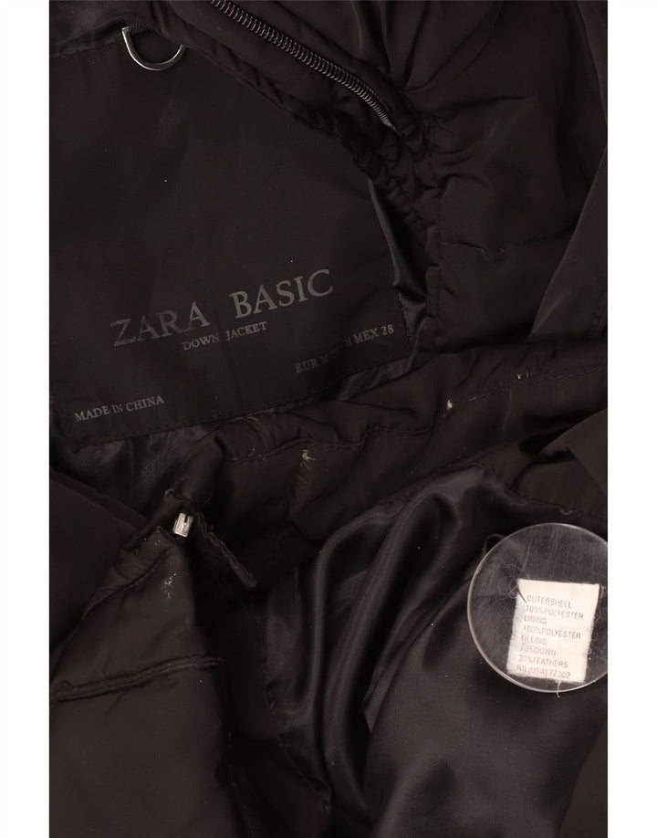 Jaqueta acolchoada feminina Zara UK 14 poliéster preto médio
