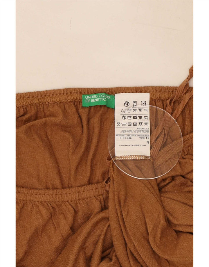Benetton Top feminino oversized sem ombros Reino Unido 14 viscose bege médio