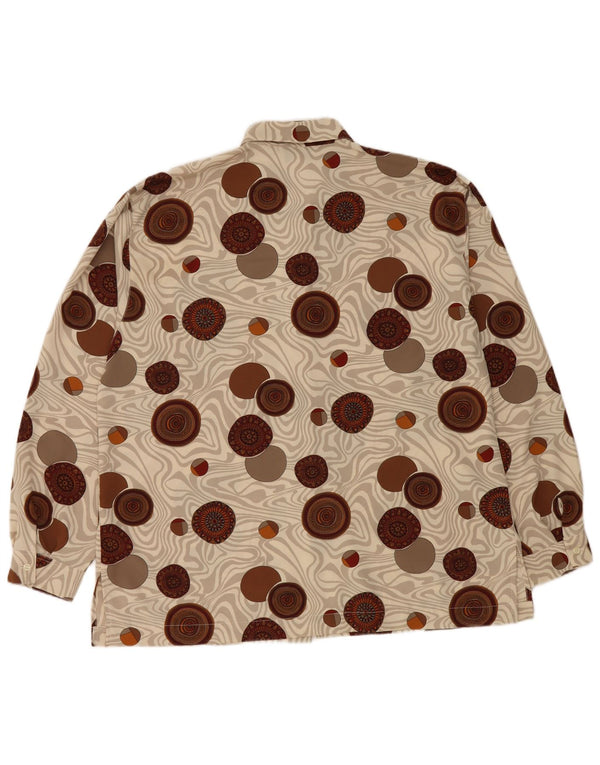 Blusa feminina vintage IT 48 XL poliéster geométrico multicolorido