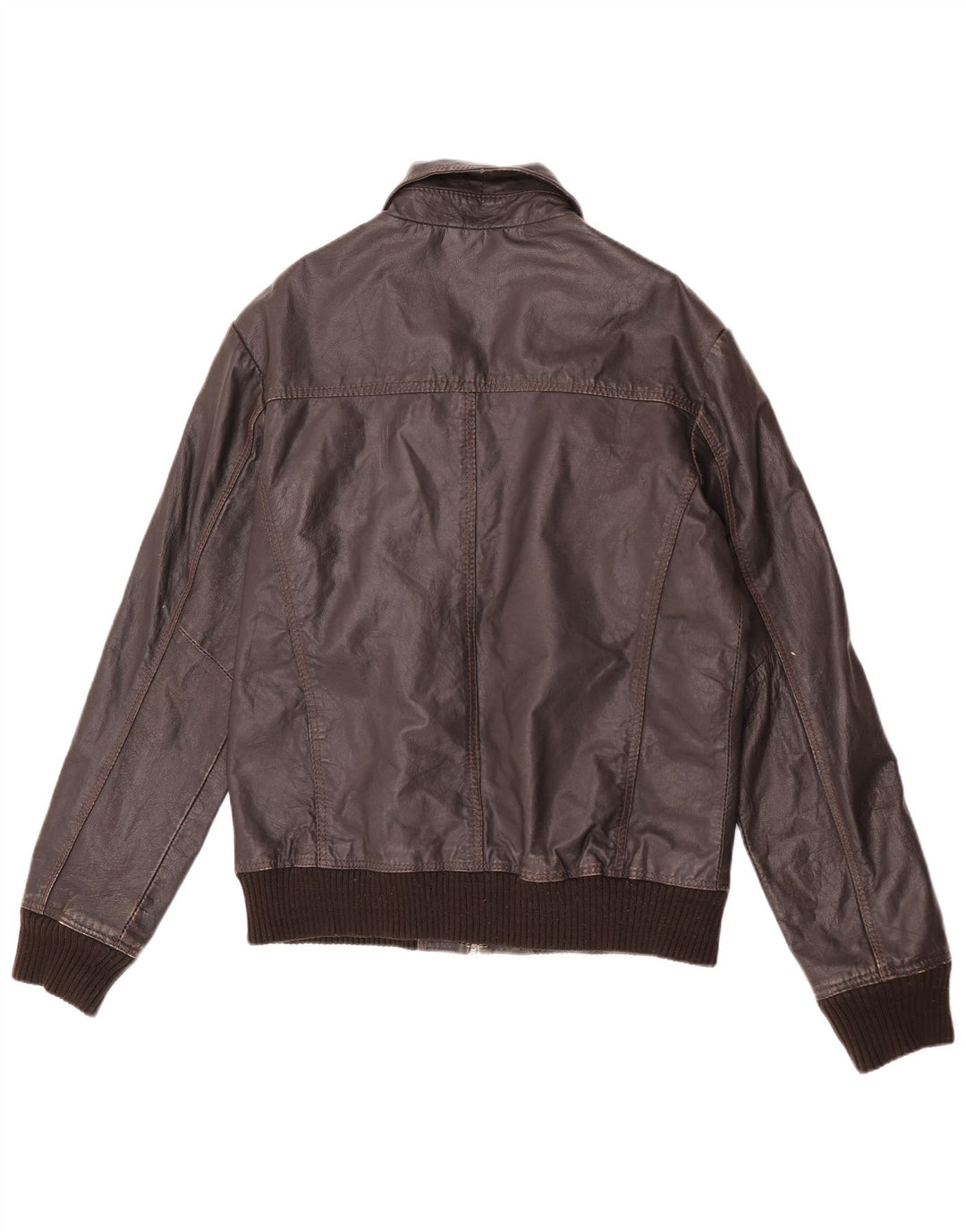 Jaqueta de couro masculina Project UK 40 grande marrom