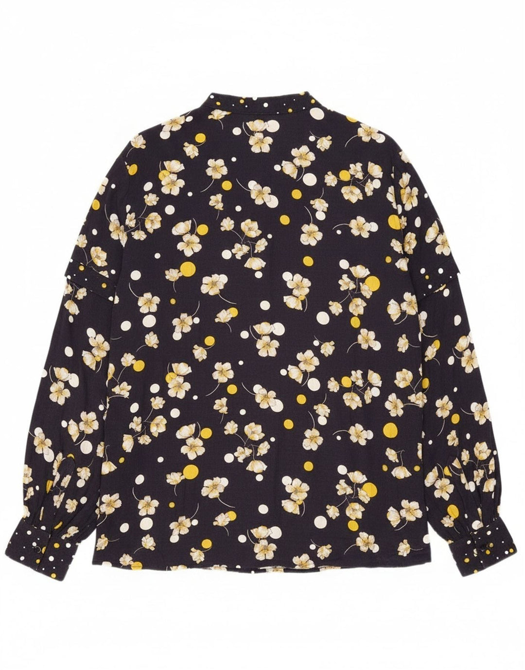 Camisa pulôver feminina Penny Black Reino Unido 16 grande viscose floral azul marinho