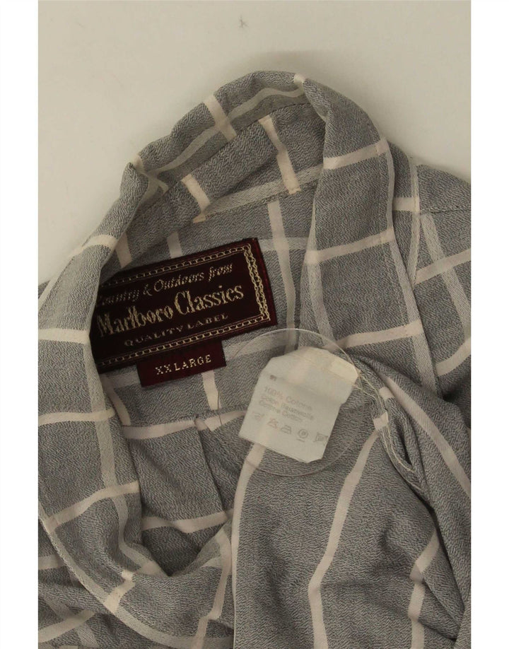 Camisa masculina de manga curta Marlboro Classics 2XL algodão xadrez cinza