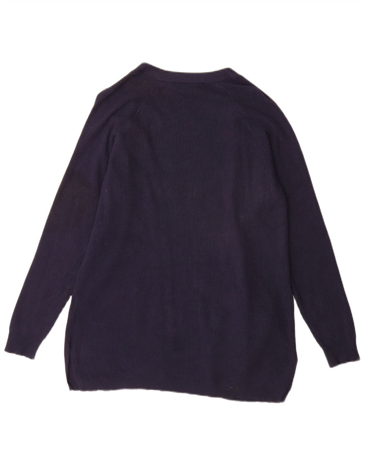 Suéter cardigã feminino Longline da Marks & Spencer Reino Unido 14 médio azul marinho