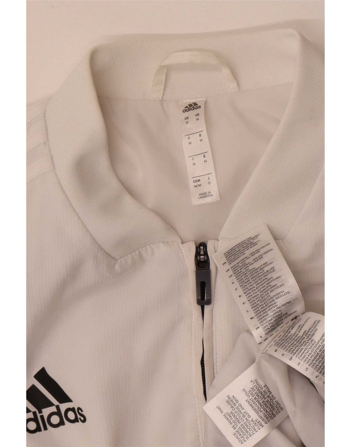 Adidas Mens Tracksuit Top Jacket Médio Branco Colourblock Poliéster