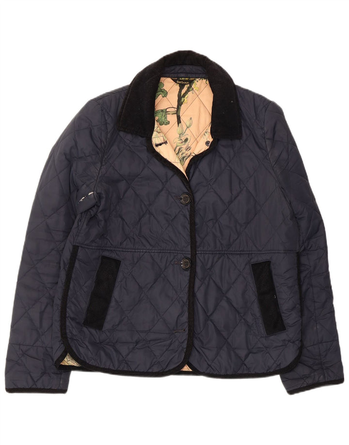 Jaqueta acolchoada feminina Barbour UK 12 azul marinho médio