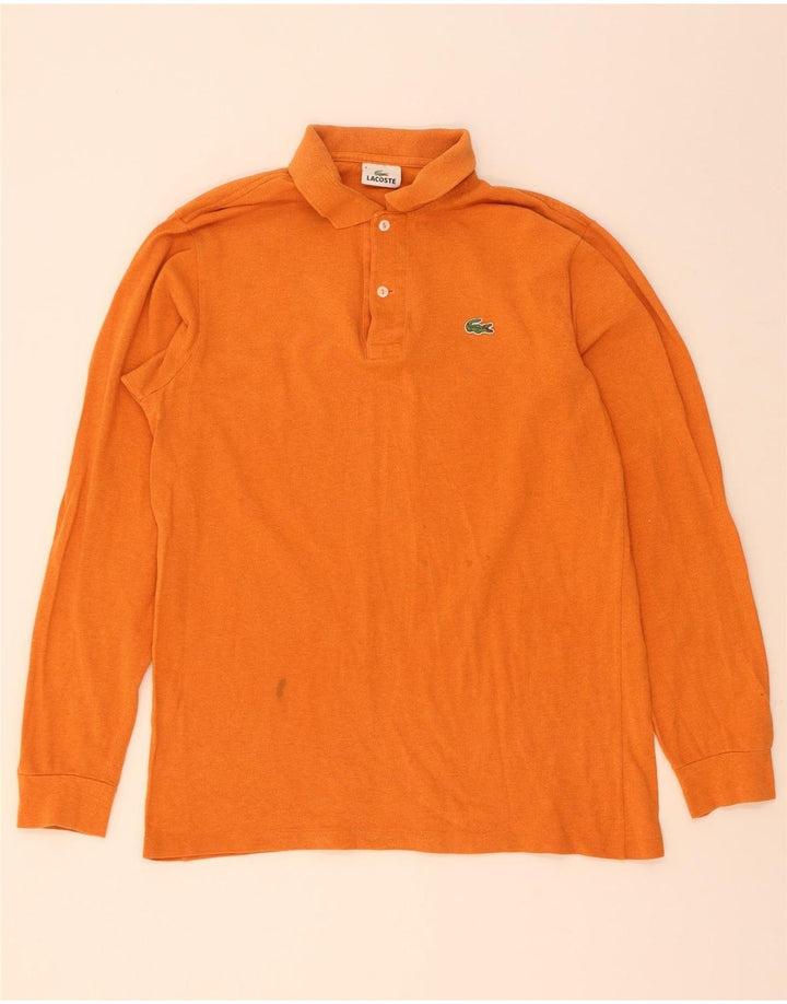 Lacoste camisa polo masculina de manga comprida tamanho 4 médio laranja algodão