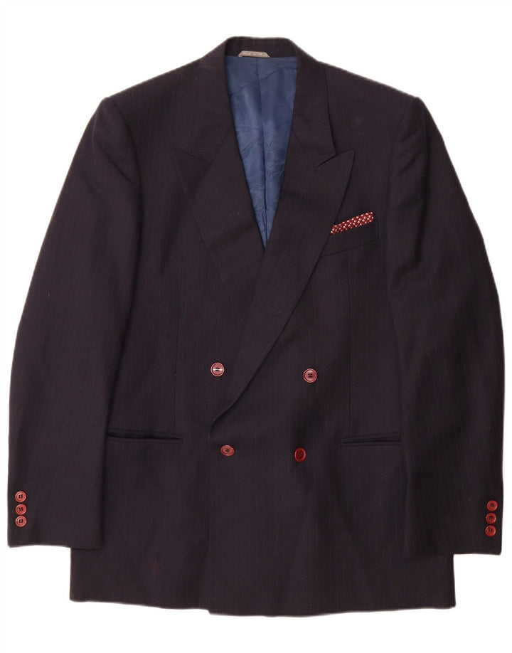 Jaqueta blazer masculina Vesmoda com peito duplo Reino Unido 38 risca de giz azul marinho médio