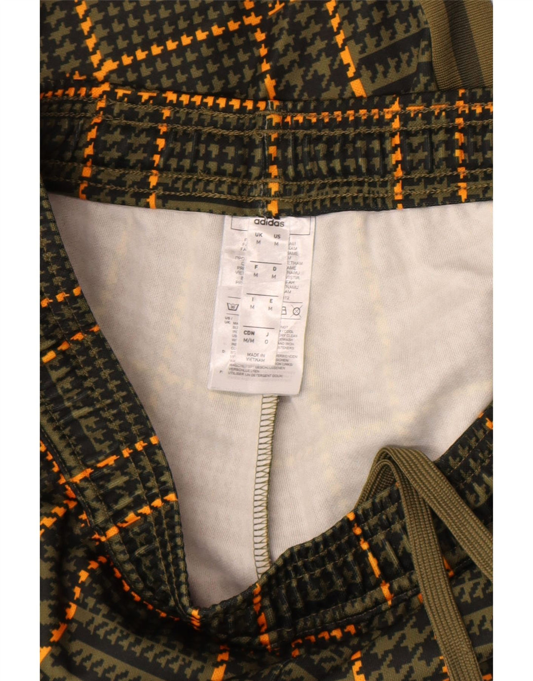 Adidas Mens Treino Calças Médio Verde Houndstooth Poliéster