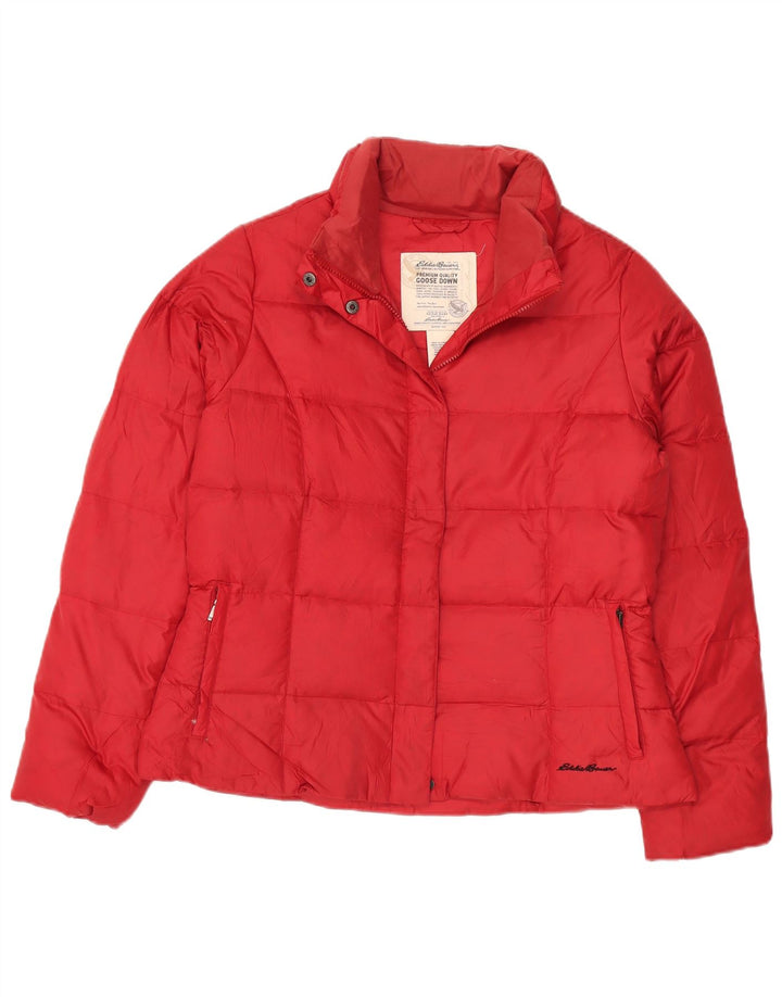 Jaqueta acolchoada feminina Eddie Bauer UK 16 grande poliéster vermelho