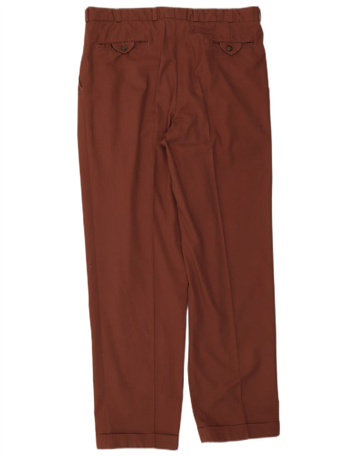 Calça vintage masculina com pregas W34 L32 marrom