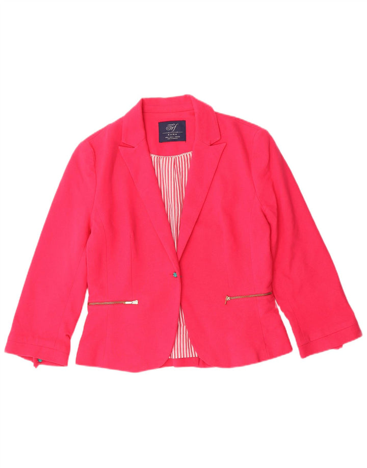 Jaqueta blazer feminina Zara crop 1 botão Reino Unido 14 grande algodão rosa