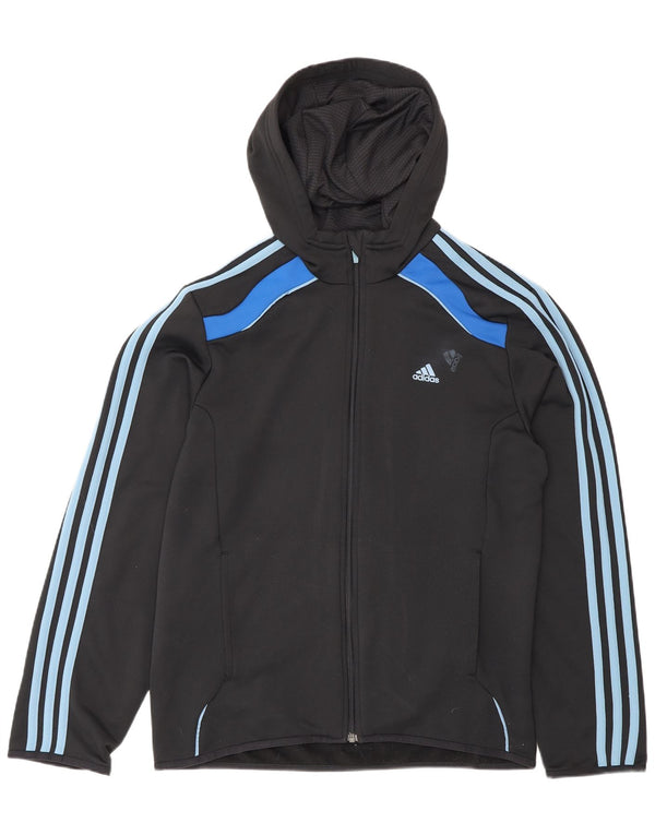 Adidas Mens Zip Hoodie Suéter Médio Preto Poliéster Esportes