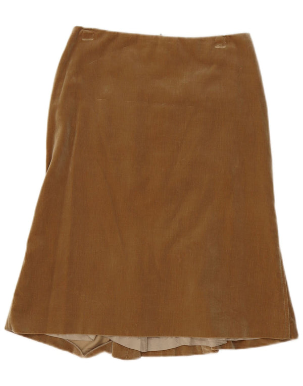 Saia trompete feminina vintage de veludo cotelê W28 médio bege