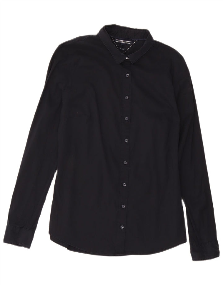 TOMMY HILFIGER Womens Slim Fit Shirt US 10 Large Navy Blue