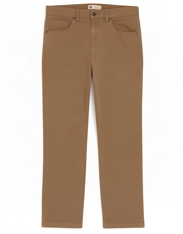 Calça casual reta masculina Marks & Spencer Heritage W34 L31 algodão marrom