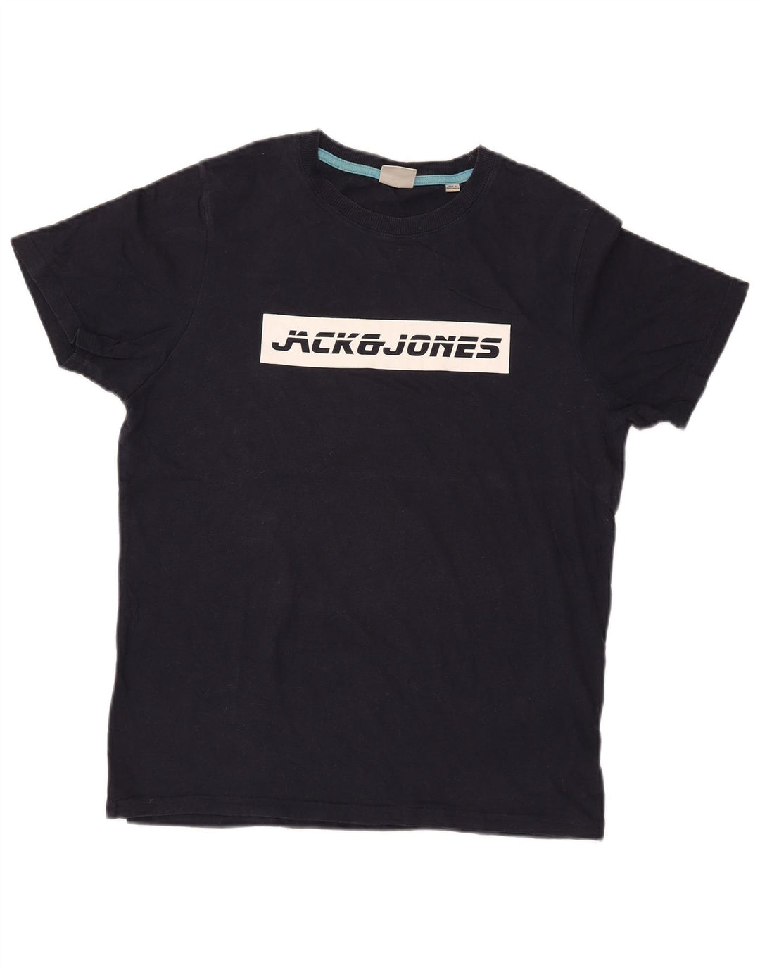 JACK & JONES Camiseta masculina gráfica Top médio algodão azul marinho