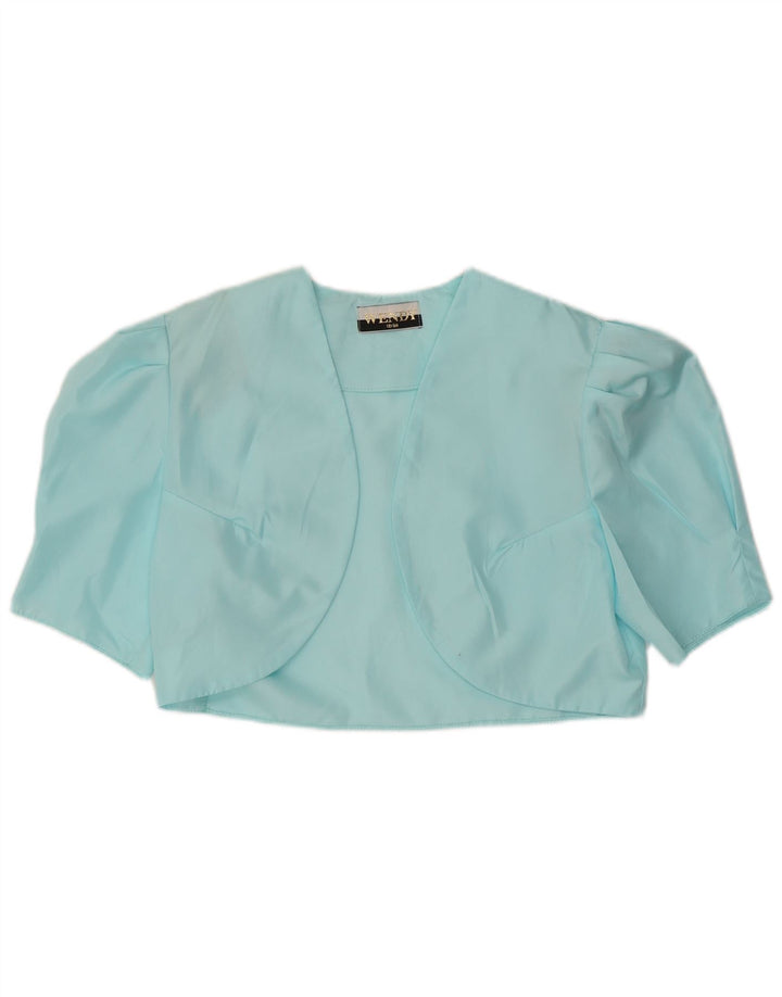 Bolero feminino vintage UK 12 poliéster azul médio