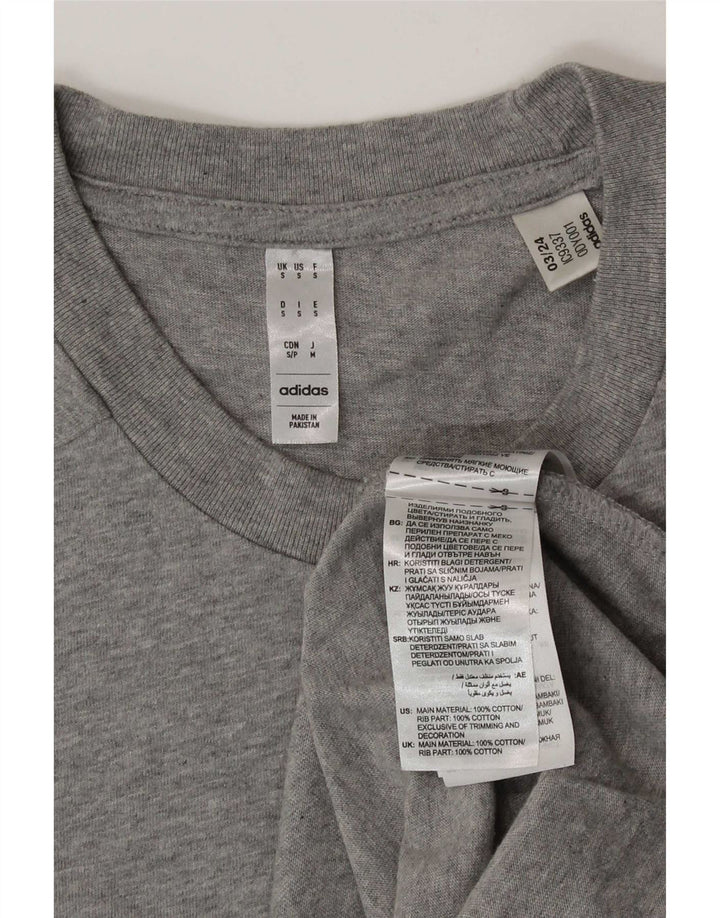 Adidas Mens Camiseta Top Pequeno Algodão Cinza