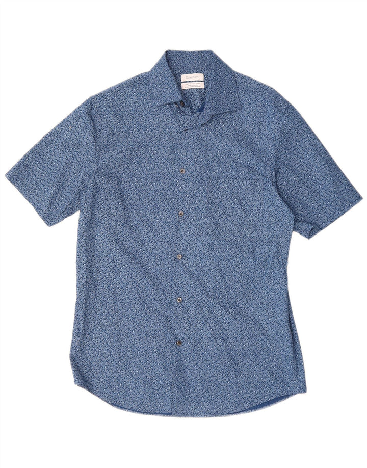 Camisa masculina Calvin Klein de manga curta regular fit azul médio geométrica