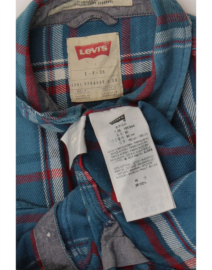 Camisa masculina de flanela Levi's Standard Fit pequena xadrez azul