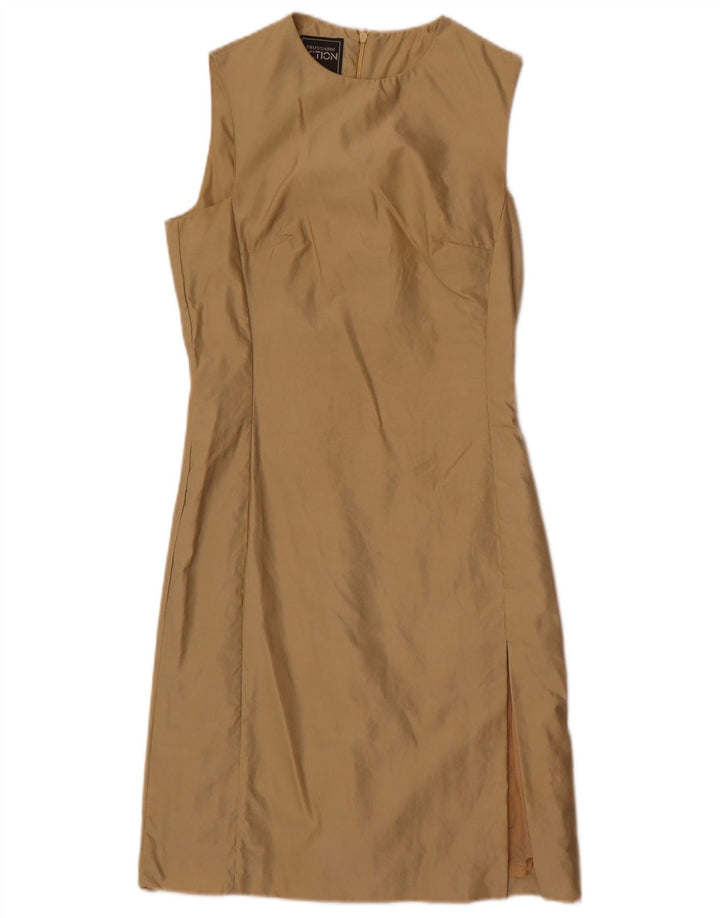 Vestido bainha feminino Trussardi sem mangas IT 40 pequeno bege poliamida
