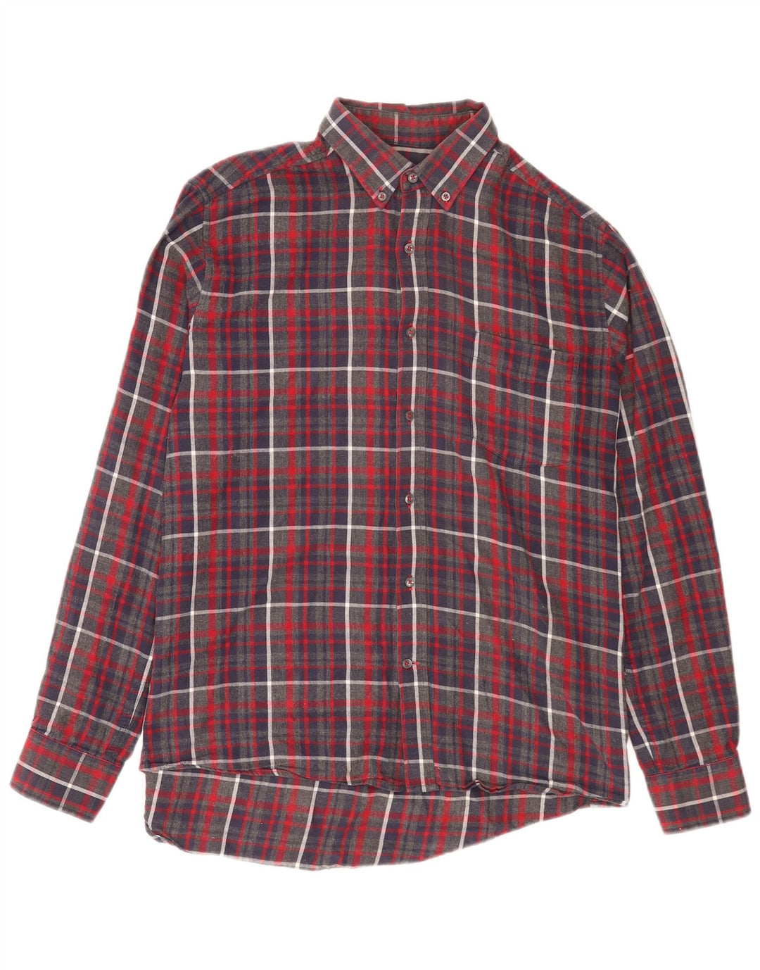 Camisa masculina de flanela de ajuste regular da Dack, algodão xadrez vermelho médio