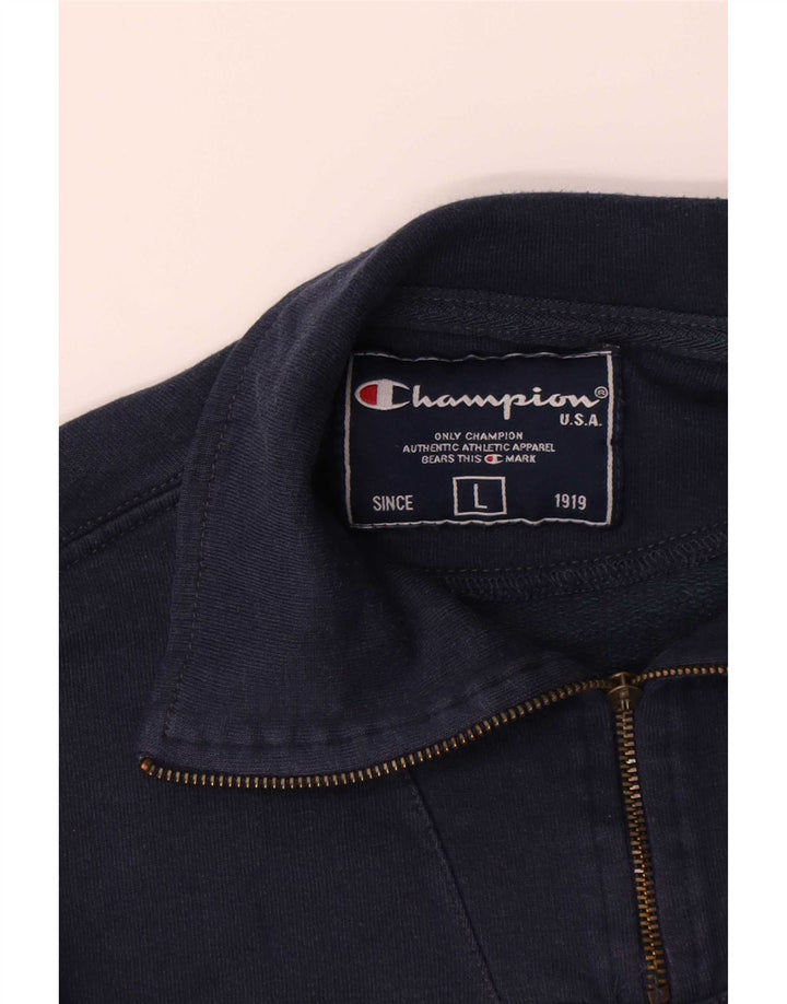 Suéter masculino Champion com zíper e gola grande azul marinho