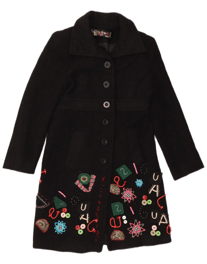 Sobretudo feminino Desigual com padrão abstrato EU 40 médio preto