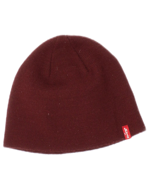 Levi's Womens Beanie Hat Small/Medium Burgundy Acrylic