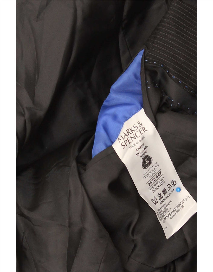 Jaqueta blazer masculina de 2 botões da Marks & Spencer tamanho 42 listra preta grande