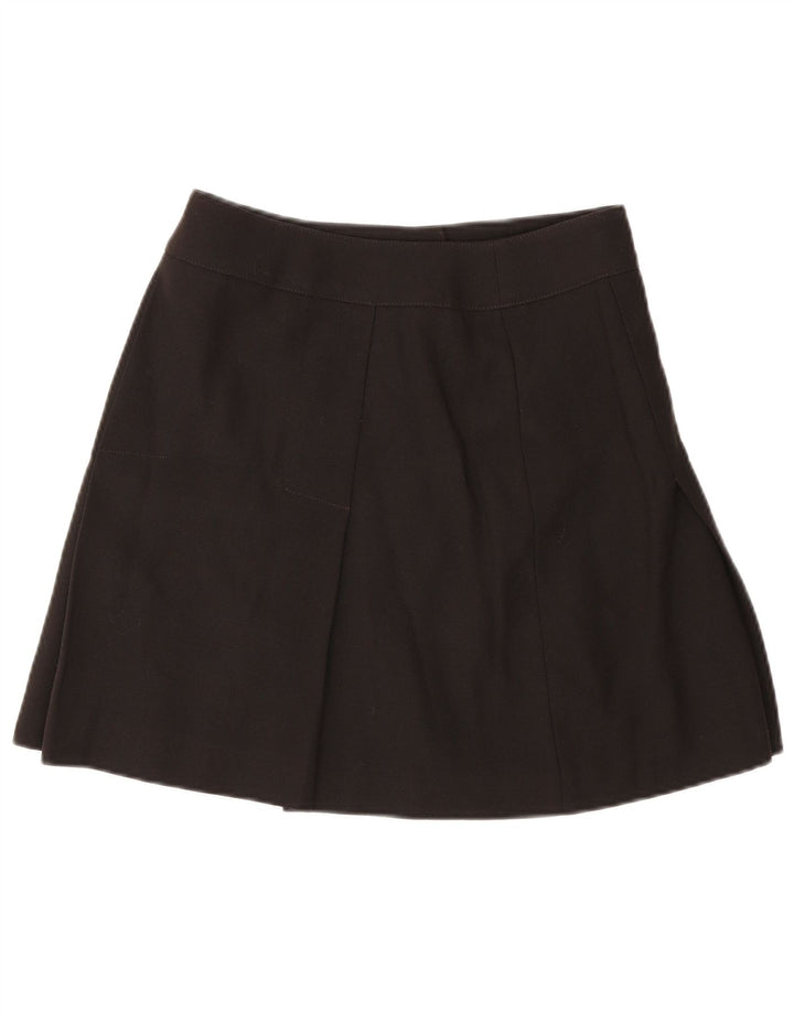 Minissaia feminina vintage W28 lã virgem marrom médio