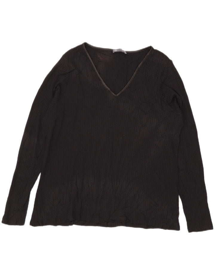 Top feminino Marks & Spencer manga comprida UK 24 4XL preto viscose