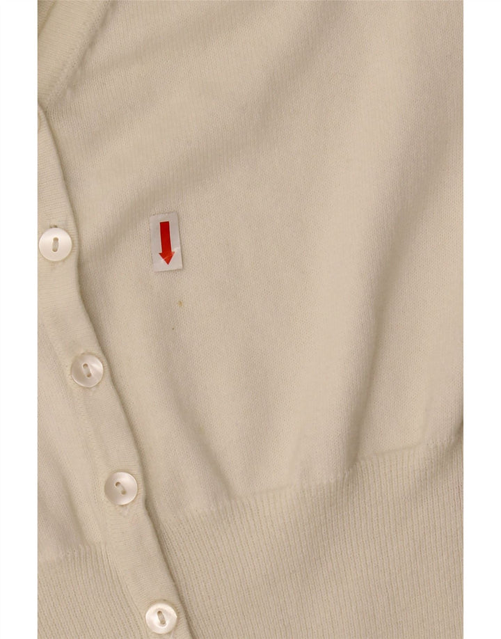 Cardigã feminino MONSOON manga 3/4 Reino Unido 12 algodão branco médio