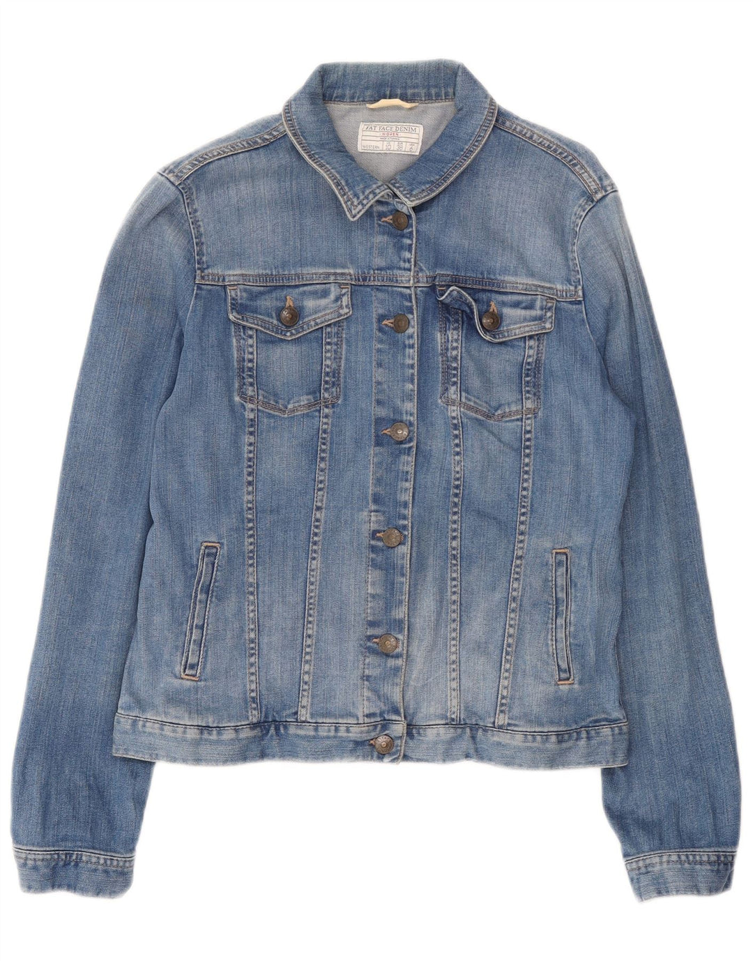 Jaqueta jeans feminina Fat Face Reino Unido 10 algodão azul pequeno