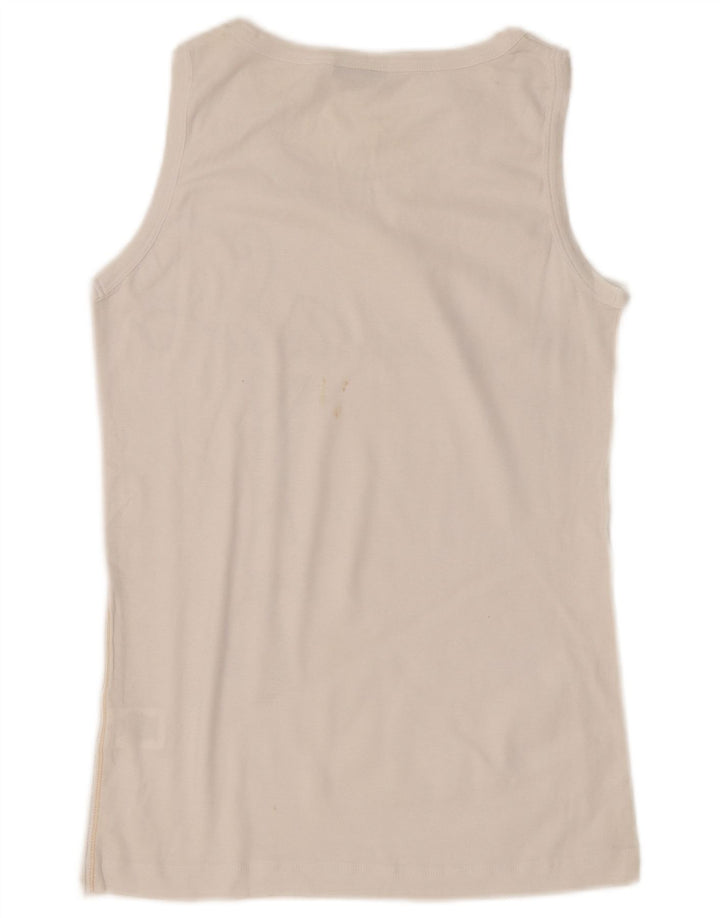 Diadora Womens Graphic Vest Top UK 12 Médio Algodão Branco