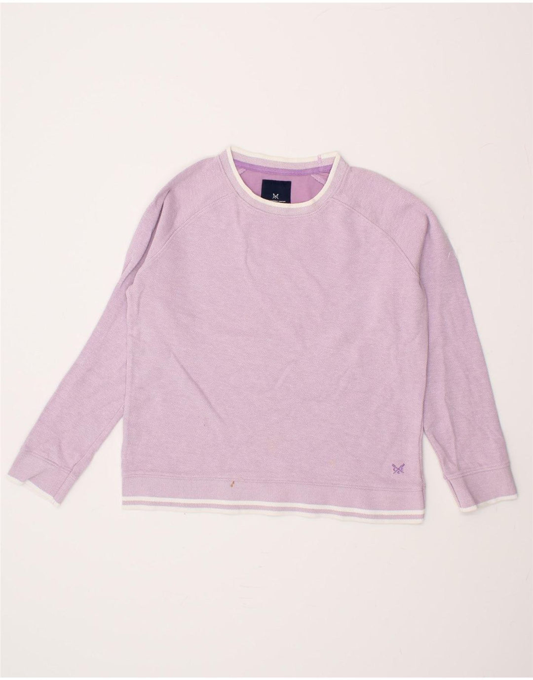 CREW CLOTHING Womens Sweatshirt Jumper UK 12 Medium Purple Cotton Vintage Crew Clothing and Second-Hand Crew Clothing from Messina Hembry 
