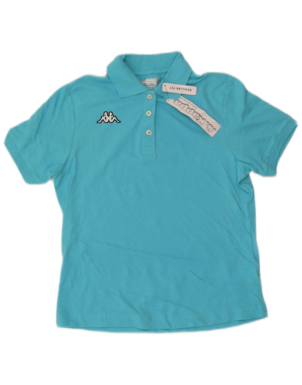 Camisa polo feminina Kappa Regular Fit UK 14 algodão azul médio