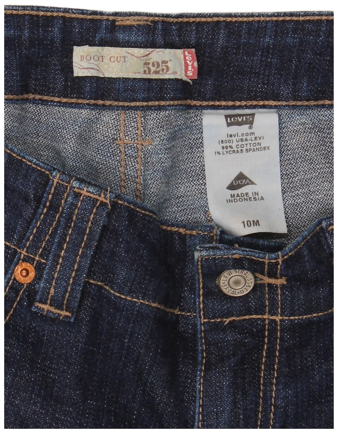 Calça jeans feminina Levi's 525 Bootcut US 10 médio W32 L32 azul marinho algodão