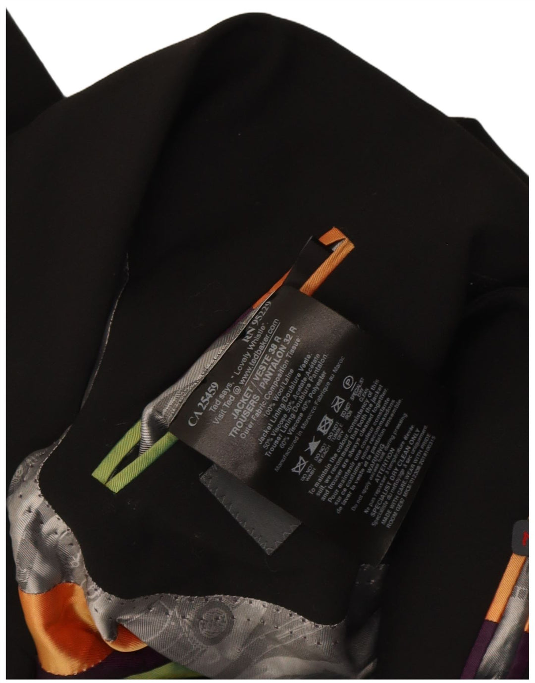 Jaqueta blazer masculina de 2 botões Ted Baker Reino Unido 38 lã preta média