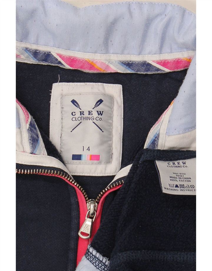 CREW CLOTHING Suéter feminino com gola e zíper Reino Unido 14 grande azul marinho