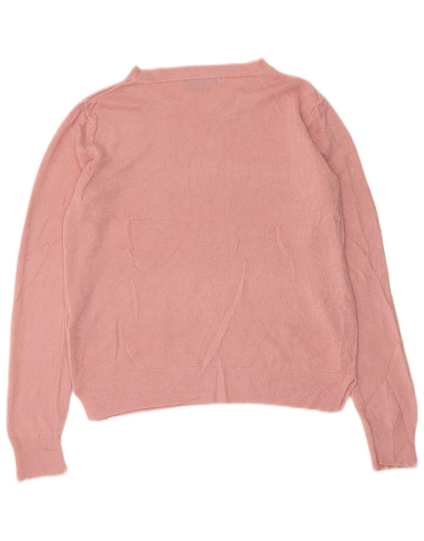 Suéter feminino Marks & Spencer com gola canoa e gola redonda Reino Unido 12 médio rosa
